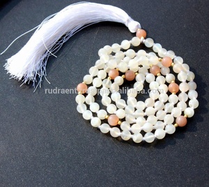 Moda 2022, piedra lunar, borla anudada, Yoga, Mala 108, cuentas, collar, joyería de piedras preciosas artesanales - Product Image 4