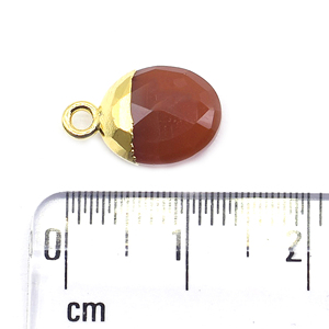 Red Onyx 12-14mm Pendant Oval Shape Gold Plated with Bail Jewelry Findings Featuring Natural Stone - Product Image 2