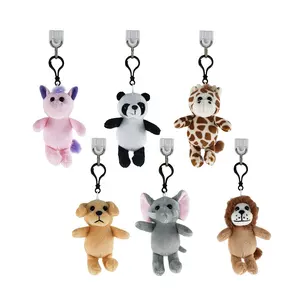 Goedkope Custom Leuke Soft Gevulde Furry Animal Pop Knuffel Sleutelhangers