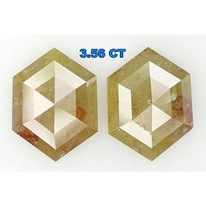 Par de diamantes sueltos naturales con forma hexagonal Color amarillo gris I3 Claridad 3,56 Ct 100% Diamantes naturales de sal y pimienta - Product Image 2