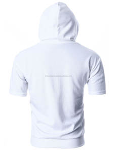 <b>Men's</b> Slim Fit Lightweight Pullover <b>Hoodie</b> High Quality <b>Short</b> <b>Sleeve</b> Fleece Polyester Printed Solid Pattern Knitted Weaving OEM - Product Image 2