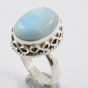 Bagues en argent sterling 925 vente en gros de bijoux indiens bagues en pierres précieuses bijoux eternityvermeil pierre de larimar pierre précieuse - Product Image 5