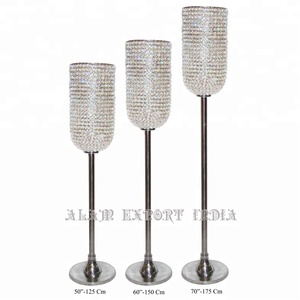 Centre de table décoratif de mariage de qualité exceptionnelle au meilleur prix d'usine avec perles de cristal et décoration en métal aluminium - Product Image 5