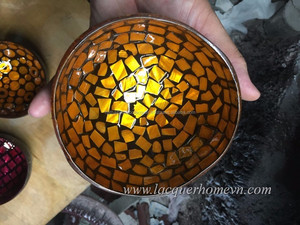 Hot Selling Metallic Lacquer Pink Coconut Shell Bowls, Tear Drop Mother of Pearl Inlaid Bowl - Product Image 5