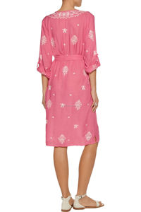 Vestido de playa para niña, ropa exclusiva de origen indio, rosa y blanco con contraste bordado, para playa y complejo turístico, para fiesta - Product Image 3