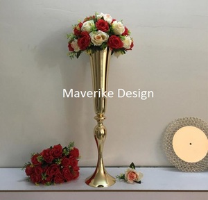 Jarrones de trompeta plateados metálicos brillantes para centros de mesa de boda soporte de flores elegante para decoración de vestíbulo - Product Image 2