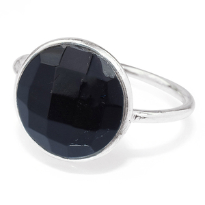 Jolies bagues rondes en argent 925 Onyx noir, pierres précieuses, bijoux en argent faits à la main - Product Image 3