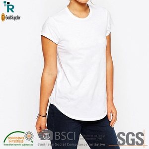 T-shirt à col rond pour filles adultes respirant ultime avec ourlet incurvé et coupe décontractée vente en gros décoration d'appliques pour femmes - Product Image 3