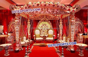 Indian Traditional Round Royal Fiber Mandap Chairs Golden Carved Portable for Parties and Weddings <b>Model</b> New Washington IRELAND - Product Image 6