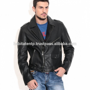 Chaqueta de Cuero Genuino Negra Pura de Piel de Vaca para Motociclistas, Chaqueta Personalizada de Moda para Motociclistas - Product Image 2