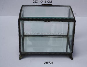 Caja organizadora de joyería con acabado antiguo más vendida, caja de cristal, accesorios de latón con patas de Metal, regalos novedosos para niñas y mujeres, multiusos - Product Image 2