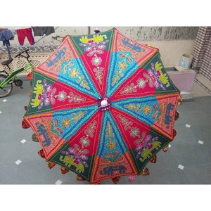 Parasol de jardin en broderie rajasthani soleil et soleil, motif paon, fait main, parasol de mariage, parasol de patio extérieur fait main, indien - Product Image 3