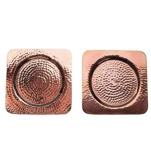 Tasses et sous-verres en cuivre martelé en acier inoxydable Ensemble de 2 pièces - Product Image 1