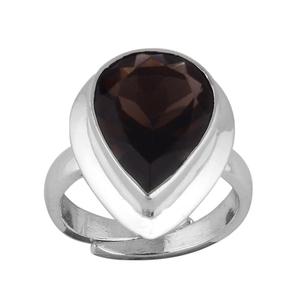 Anillos de cuarzo ahumado, joyería de plata de ley 925, anillos de moda al por mayor - Product Image 2