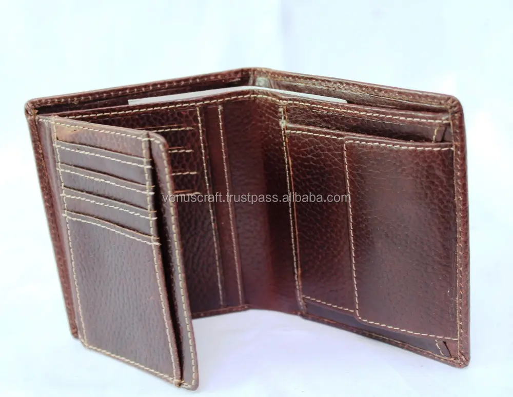 wholesale man genuine leather wallet Men's Wallet Leather RFID Blocking Bifold Zipper Coin Pocket Wallet