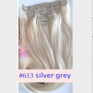 Clip in #613 di estensione dei capelli di colore <span class=keywords><strong>grigio</strong></span> argento di qualità di hight - Product Image 1