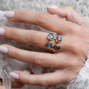 โรงงานราคาลาบราดอไรต์ธรรมชาติ Chacker ตัดพลอยแหวนที่ทำด้วยมือ - Product Image 1