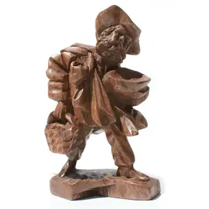 本地男人手工雕刻雪松木头印第安人雕像雕塑民族拉丁南美手工雕刻民间部落艺术品拍卖