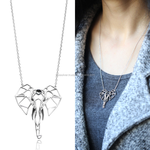 Colgante de elefante de Plata de Ley 925 estilo Origami, collar de joyería para Navidad para mujer - Product Image 3