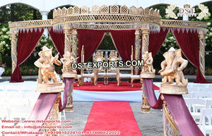 Mariage hindou élégant de style traditionnel doré Décorations de mariage sculptées Mandap pour les cérémonies indiennes pour les mariages Autres - Product Image 4