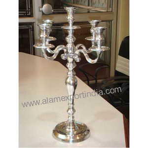 Portavelas de aluminio y Metal de alta calidad de 5 brazos, candelabros de último diseño para fiesta en casa, mesa de Color plateado - Product Image 6