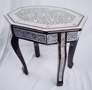 W4แม่ของเพิร์ลศิลปะฝังด้วยมือรูปแปดเหลี่ยม/โต๊ะกาแฟรูปไข่ - Product Image 1