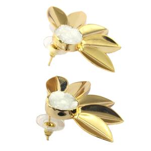 Pendiente de ágata drusa de azúcar Natural para mujer, aretes de tuerca de diseño de hoja, joyería chapada en oro de 24k, ropa de boda, regalo de dama de honor - Product Image 2