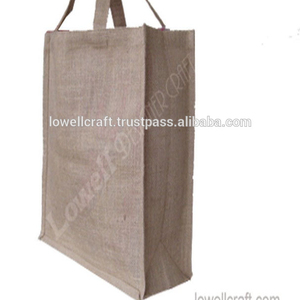 Jute Mini Size Zipper Closure Long Handle Shopping Tote <b>Bag</b> for Groceries - Product Image 3