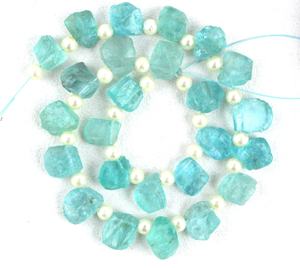 Perles de pierres précieuses d'apatite bleue naturelle de 23 pièces, pierres brutes non traitées de haute qualité pour la fabrication de bijoux, belles perles brutes - Product Image 1