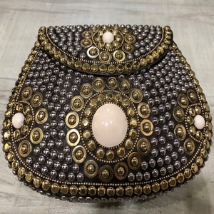 Lametierartz-bolsas de Metal de mosaico hechas a mano, fabricación de bolsas de metal de piedra Multi y dorada, india - Product Image 5