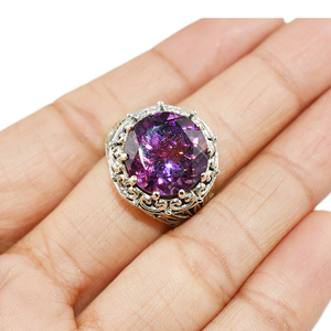 Magnifiques bagues en argent Sterling 925 améthyste de forme ronde, vente en gros de bijoux en argent 925, bijoux en argent faits à la main 925 - Product Image 4