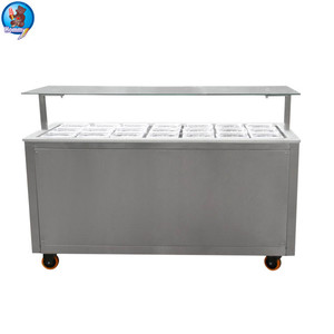 Vetrina Refrigerata per Gelato e Topping in Acciaio Inox e Vetro Temperato con Raffreddamento ad Aria per Negozi di Yogurt Gelato - Product Image 2