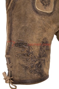Hommes décontracté mode haute Trachten Lederhosen Lederhosen Lederjacke allemand bavarois Oktoberfest lourd coton pli froissé grande taille - Product Image 4