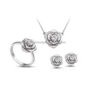 High Quality 10K Gold chains Rose Collection Jewelry Set Including Earrings, Ring and Pendant - PNJ Brand - Vietnam