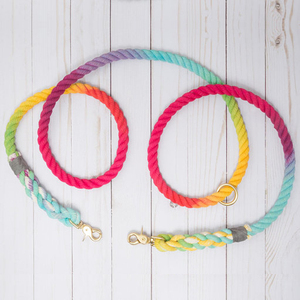 Venta al por mayor de correas personalizadas de algodón color sólido arco iris para perros cuerda trenzada sin tirar con hebilla de metal para entrenamiento hecha de nylon - Product Image 2