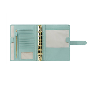 A5 A6 A7 mint color leather 7 ring binder diary organizer cover