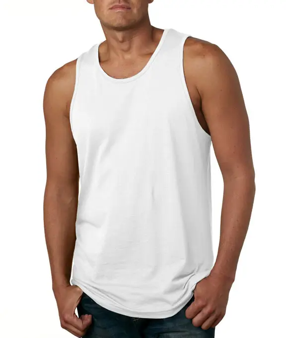 100% Cotton Summer Men's Clothing Big Size Tank Top Singlets Sleeveless Fitness Vest Sports T-Shirt Black White Gray Dried Model