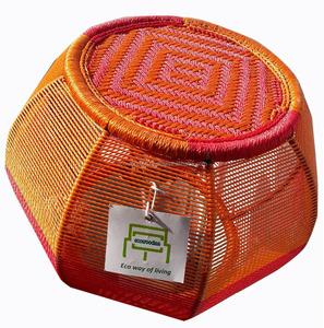 Tabouret pouf rond en bambou élégant de la vie moderne Console incrustée d'os pour meubles de maison tabouret pouf en bois fabriqué à la main - Product Image 4