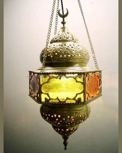 Zahereen โคมไฟแขวนทองแดงโบราณแบบอิสลามงานทำด้วยมือ BR16สีแก้วโมเสคเทคนิคทนทานงานฝีมือแก้วอิสลามยุโรป - Product Image 2