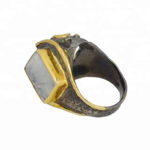 Anillo de Plata de Ley 925 hecho a mano, piedra lunar arcoíris, piedras preciosas, joyería de plata de ley pesada, proveedor de anillos Eternity Vermeil - Product Image 3