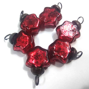 VIXM-17010 Ensemble de 6 boules de Noël en verre rouge de qualité supérieure, élégantes décorations suspendues pour l'arbre |   Décoration de fête pour la maison et les fêtes - Product Image 1