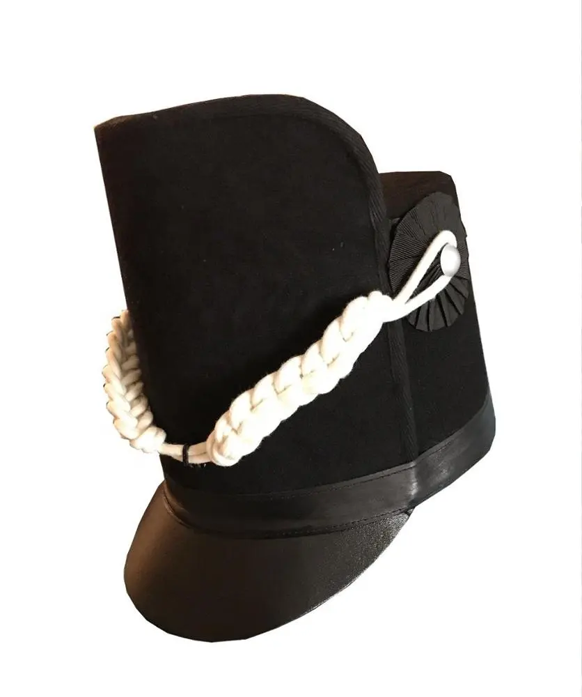 1806อังกฤษ Shako หมวกที่มีฟรีสีขาว Shako สายการทำสำเนาแบรนด์ที่มีคุณภาพสูงราคาขายส่งโรงงาน OEM ที่ยอมรับได้