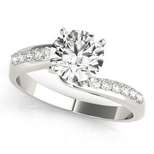 1.00TCW Bague solitaire ronde en diamant véritable Bijoux élégants en or blanc Bagues en diamant de luxe - Product Image 1