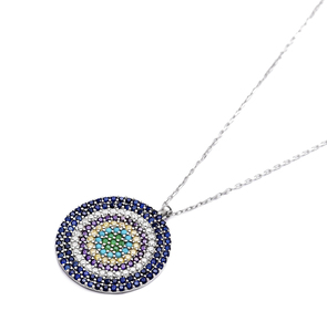 ที่มีสีสันรอบรูปร่างเสน่ห์จี้สำหรับผู้หญิงตุรกีขายส่ง Handcrafted 925เครื่องประดับเงินที่มีราคาโรงงาน - Product Image 1