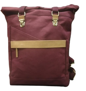 Sac à dos unisexe en toile cirée véritable cuir véritable pour ordinateur portable fermeture à bouton résistant à l'eau vintage coton polyester bandoulière pour femmes - Product Image 1