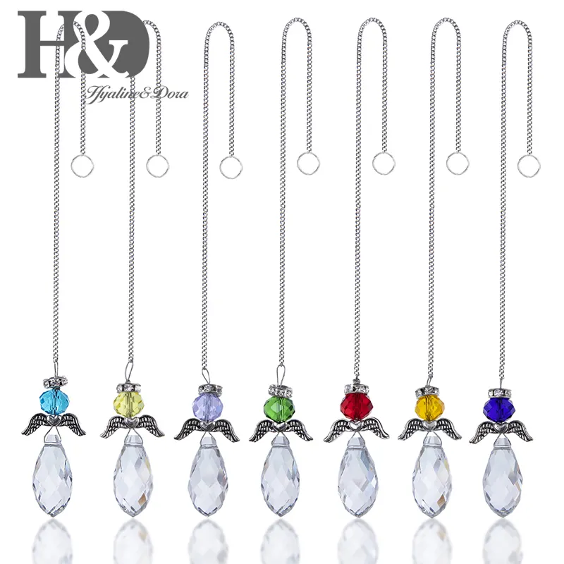 H & D Arcobaleno Angelo Custode Di Cristallo Sun Catcher per la Casa Auto Decorazione Appesa Ornamento Pacchetto di 7