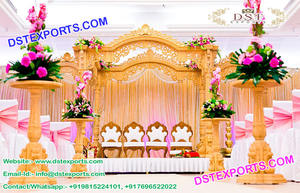 Mandap en bois sculpté pour mariage hindou, magnifique ensemble de mandaps en bois, ensemble de mandaps en bois sculpté pour mariage indien, décoration d'événement en Australie - Product Image 6