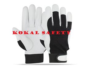 Mano mecánica protección mecánico guantes de trabajo con suave de cuero de cabra - Product Image 4