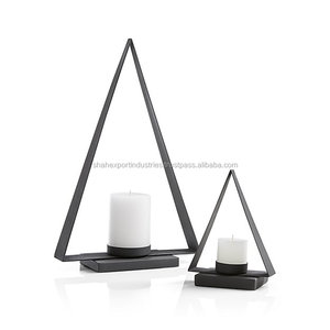 Triangle Shape <b>Black</b> Iron <b>Pillar</b> <b>Candle</b> Holders Handmade Eco-Friendly with Customized Sizes for Home Wedding Tabletop Decoration - Product Image 2
