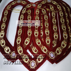 Collar de Cadena de Imitación de Cuero Bordado con Pedrería para Regalia Masónica del Santuario - Product Image 2